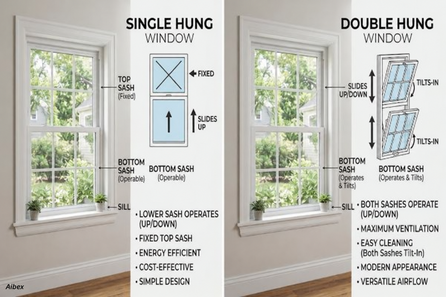 Single Hung vs Double Hung Windows: Which Is Best for Homes & Villas?