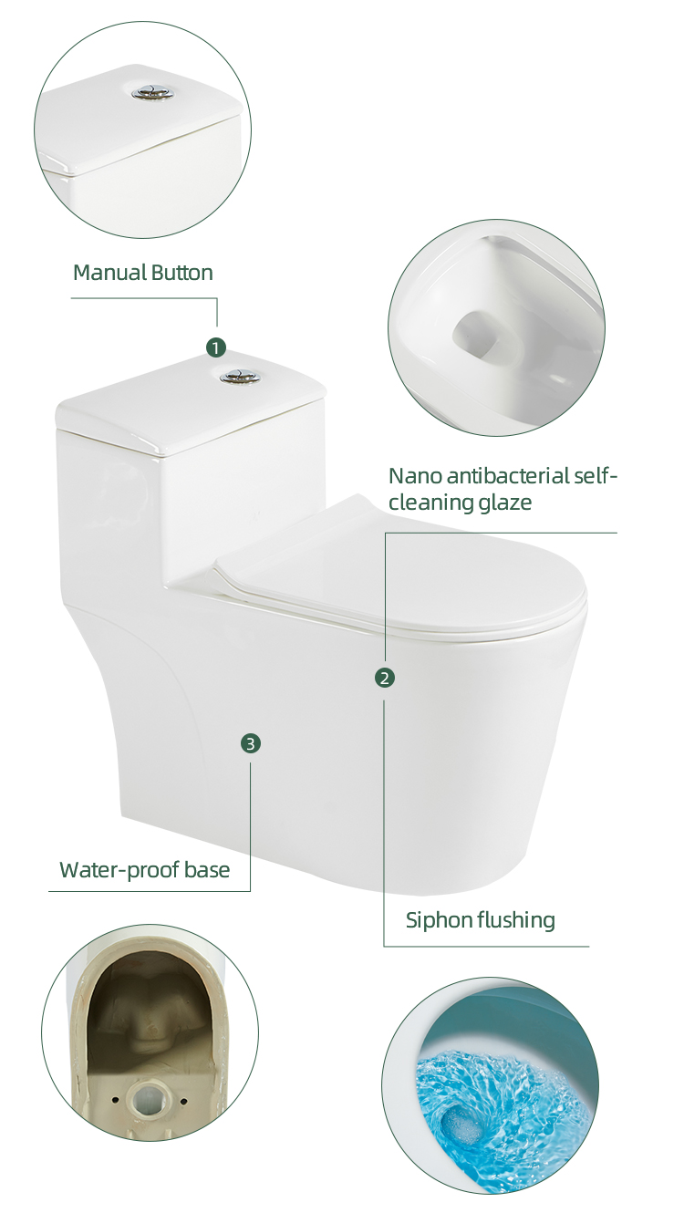 Siphonic Bathroom Ceramic Style Toilet with Factory Cheap Price Floor Mounted One Piece Siphonic Commode Ceramic Toilet