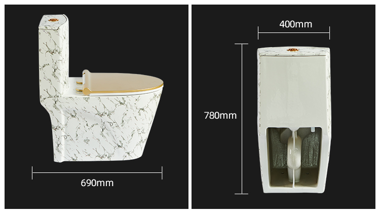 High Quality Siphon / Gravity Flushing Push Button Toilet Flush Standard Dimensions Floor Mounted One Piece Toilet