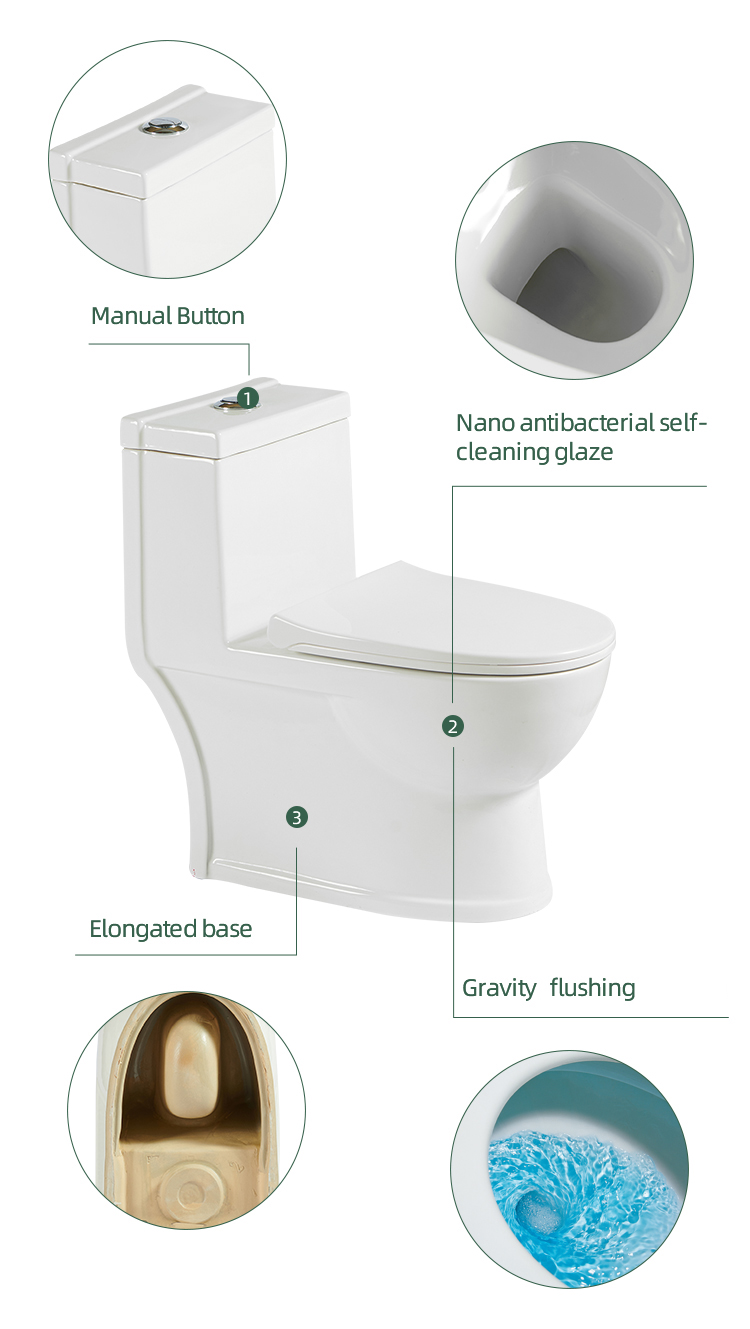 Top Sell Factory Manufacturer Custom Push Button Modern Ceramic Flush Toilet Bowl Floor Mounted One Piece Wc Toilet