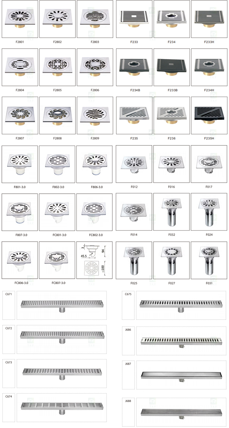 Bathroom Accessories Modern Floor Drain Rectangle Drainer 304 Stainless Steel Shower Floor Drain