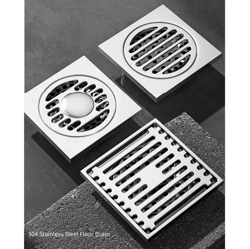 304 Stainless Steel Floor Drainer Bathroom Accessories Drains square Drainer Shower Floor Drain