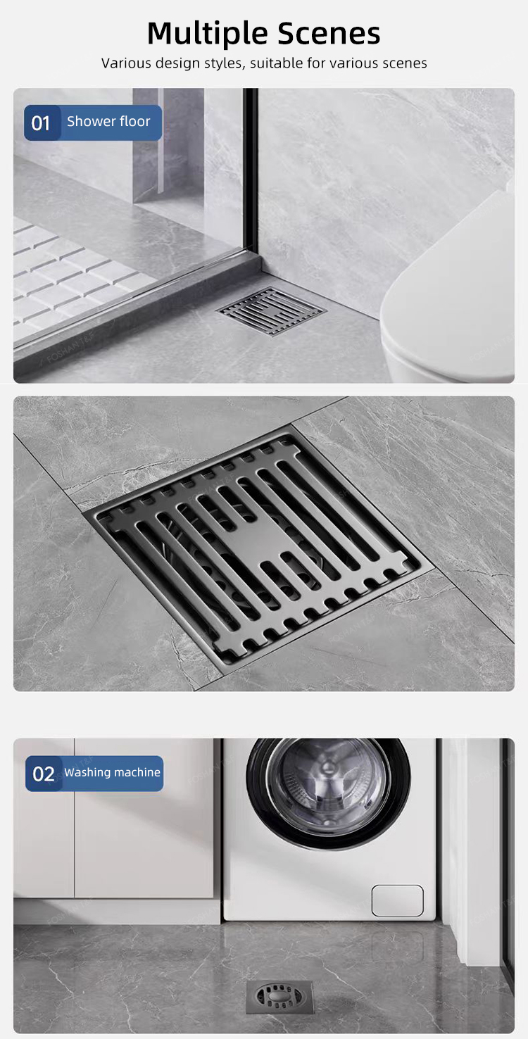 304 Stainless Steel Floor Drainer Bathroom Accessories Drains square Drainer Shower Floor Drain