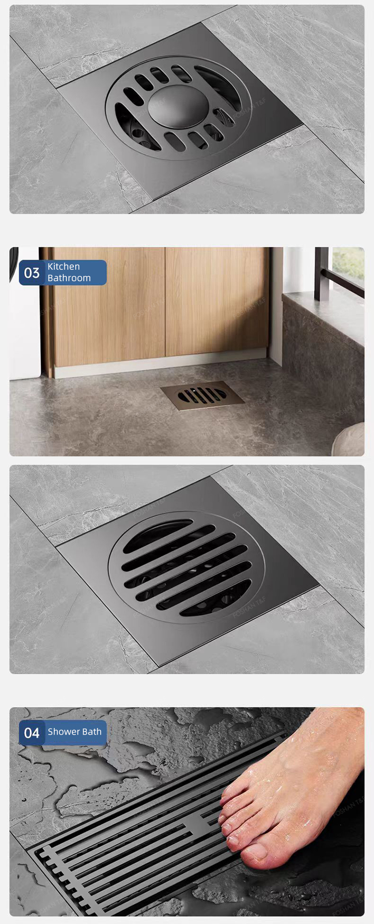 304 Stainless Steel Floor Drainer Bathroom Accessories Drains square Drainer Shower Floor Drain