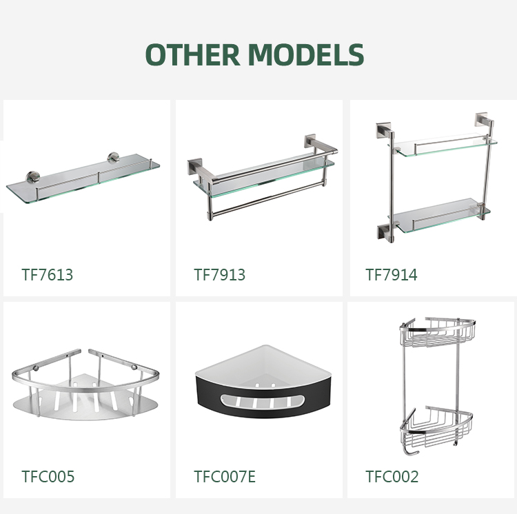 Bathroom Stainless Steel Wall Mounted Bathroom Shelf with Towel bar Glass Shelf