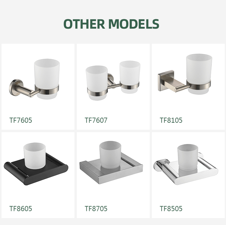 Sanitary Fitting Wall Mounted Stainless Steel Toothbrush Cup Holder and Double Tumbler Holder