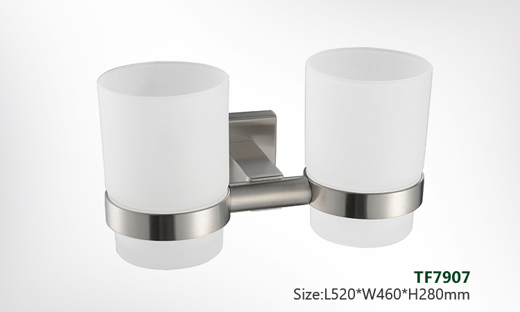 Sanitary Fitting Wall Mounted Stainless Steel Toothbrush Cup Holder and Double Tumbler Holder