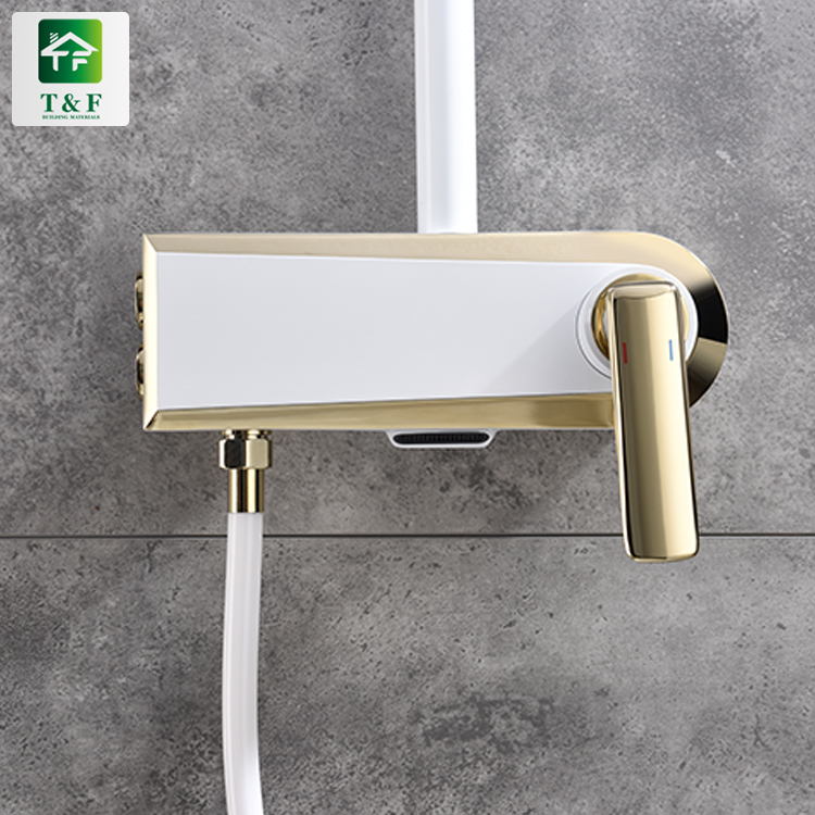 Good Quality Shower Faucets Shower Unit Rain Bathroom Mixer square Rain White Shower Set
