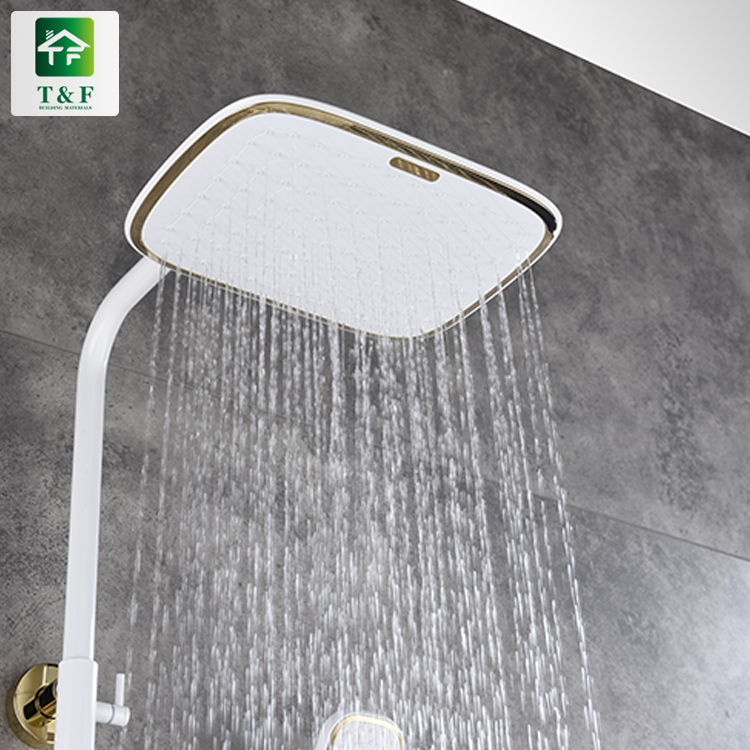 Good Quality Shower Faucets Shower Unit Rain Bathroom Mixer square Rain White Shower Set