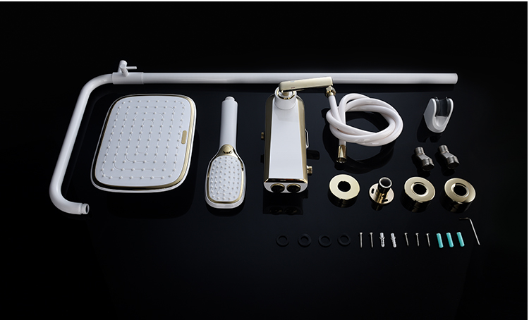Good Quality Shower Faucets Shower Unit Rain Bathroom Mixer square Rain White Shower Set