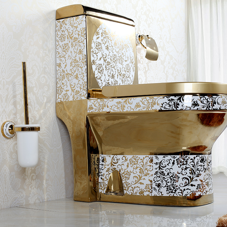 Sanitary Decorated Gold Toilet Golden Ceramic Toilet Silver Colored Gold Wc