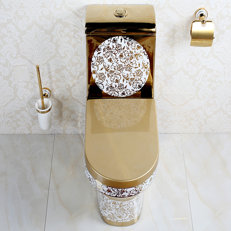 Sanitary Decorated Gold Toilet Golden Ceramic Toilet Silver Colored Gold Wc