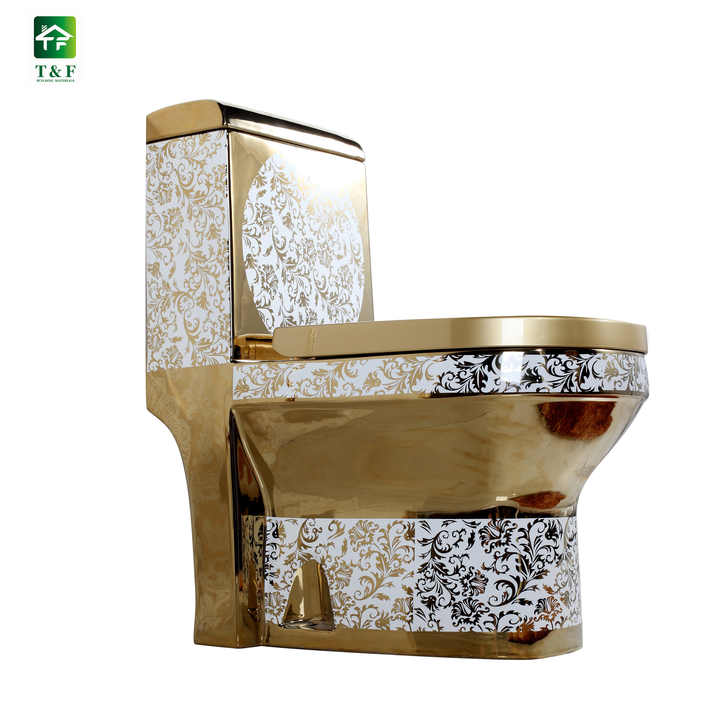 Sanitary Decorated Gold Toilet Golden Ceramic Toilet Silver Colored Gold Wc