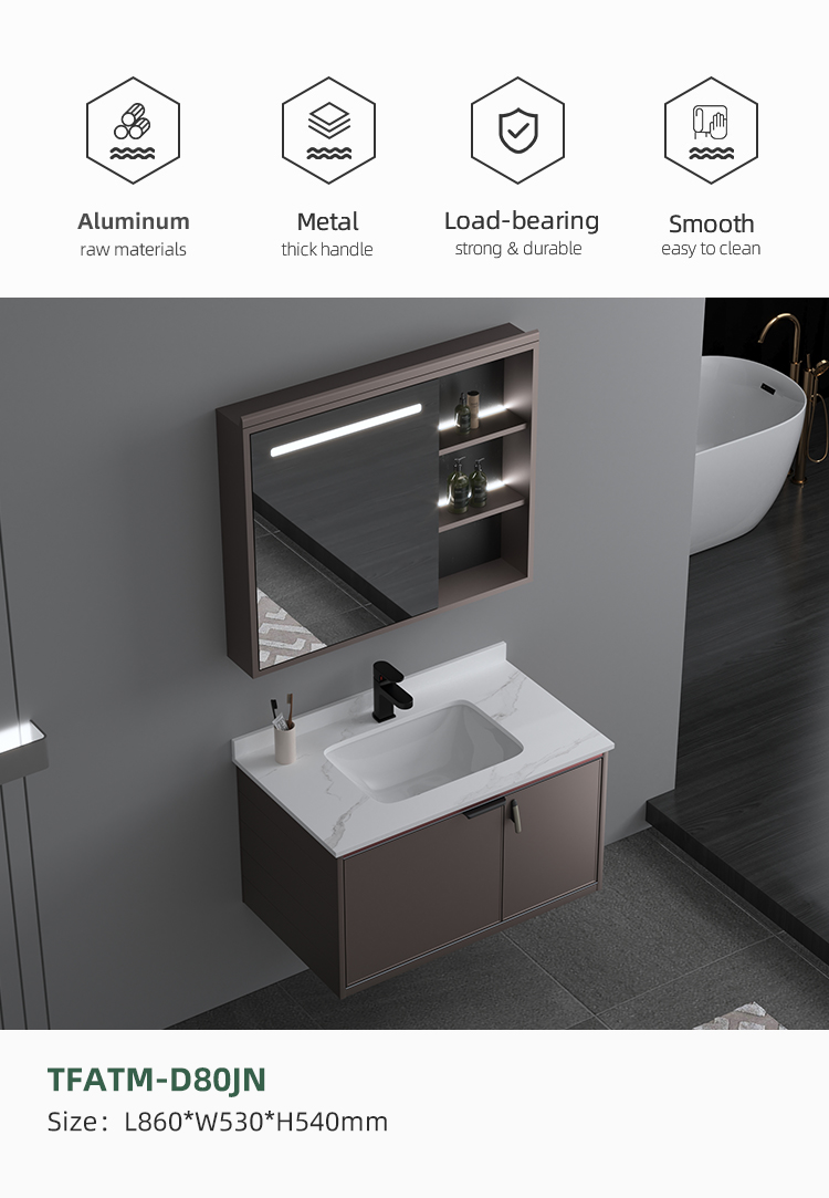High Quality Single Sink Cabinet Mirror Bathroom Vanity Waterproof Bathroom Vanity