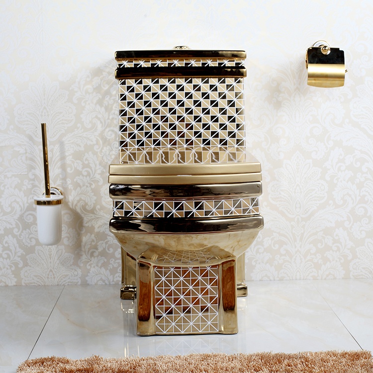 New Design Toilet Hot Selling Luxury Design Ceramic Plating Gold Color Bathroom Toilet