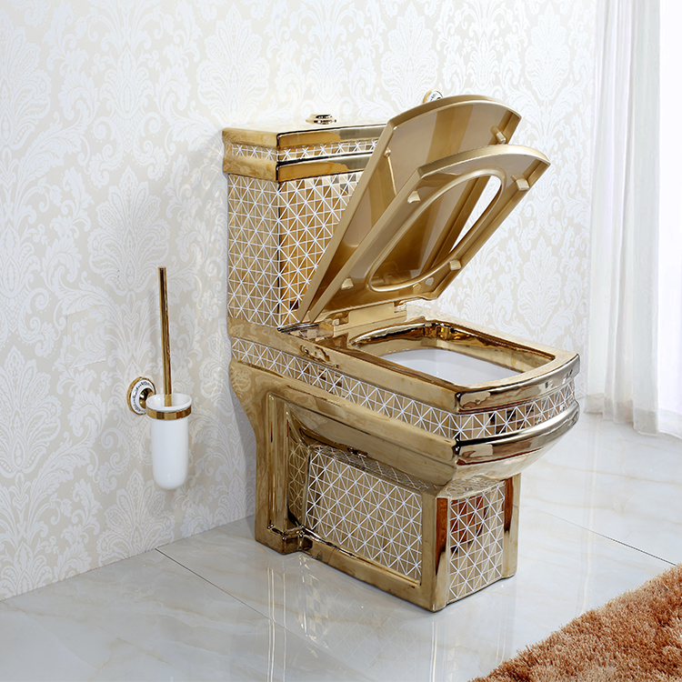 New Design Toilet Hot Selling Luxury Design Ceramic Plating Gold Color Bathroom Toilet