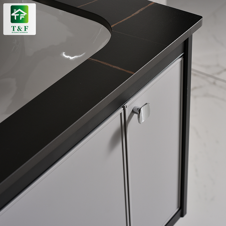 Washroom Vanity Luxury Modern Furniture Frame Structure Aluminum Home Small Bathroom Vanity Cabinet with Mirror