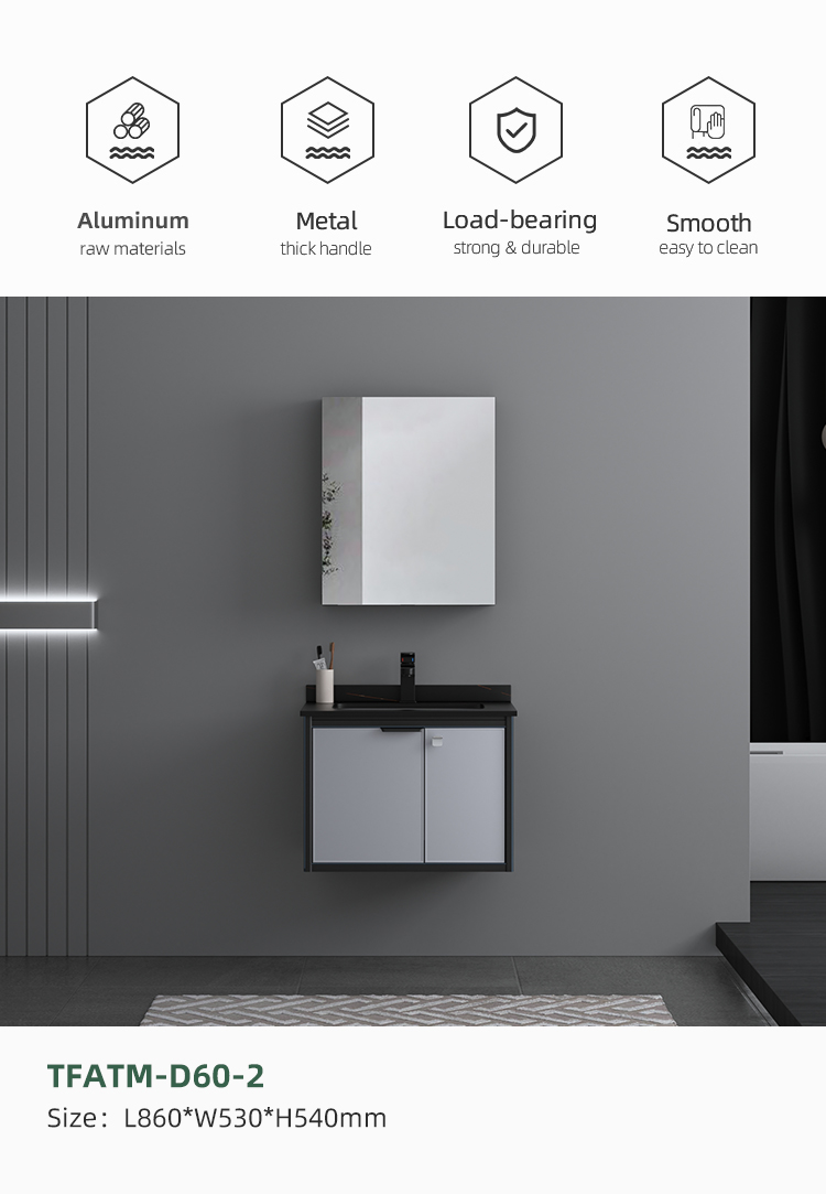Fashion Luxury Wall Hung Furniture Bathroom Vanity Cabinet Black Storage Cabinet