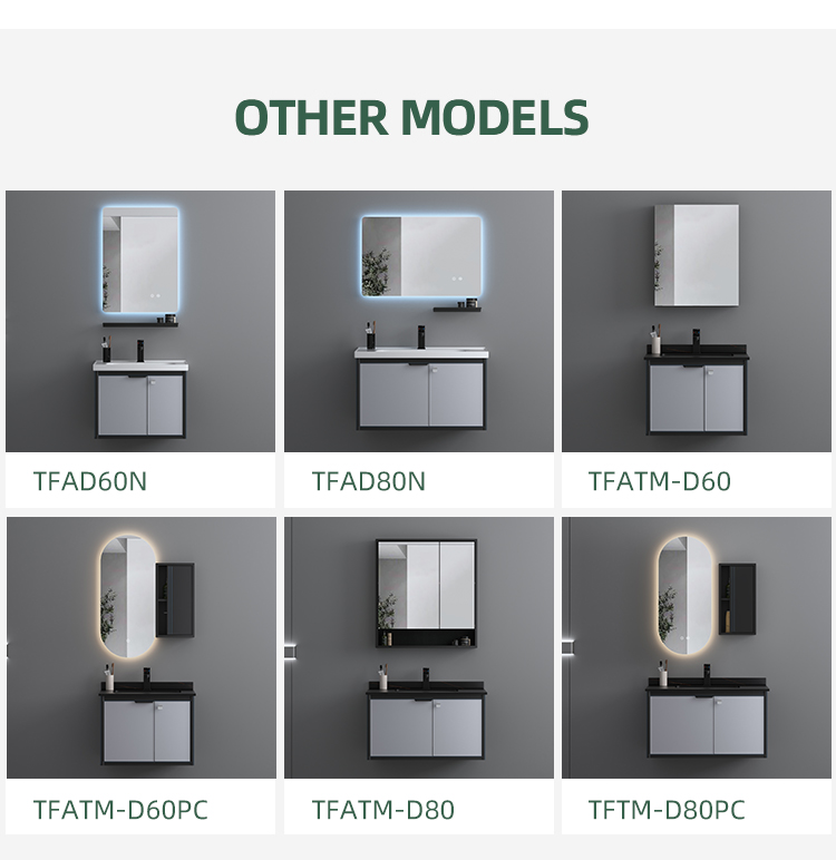 Hotel Custom Made Floating Washroom Basin Cabinet Luxury Style Aluminium Corner Wall Wood Grain Bathroom Vanity