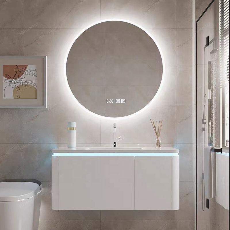 Luxury Design Dark Color Washroom Toilet Sink Cabinet Modern Wood Grain Waterproof Storage Bathroom Basin Cabinet