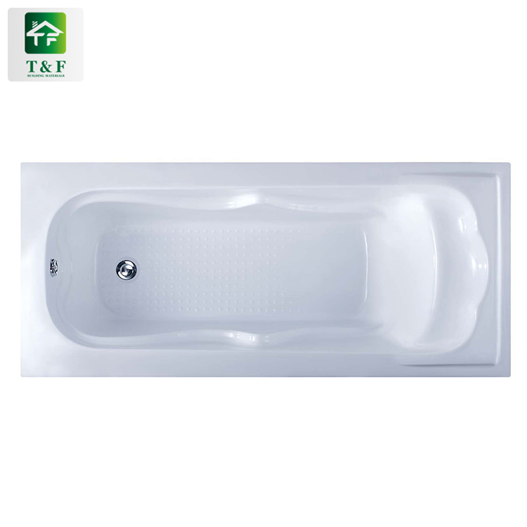 Embedded Acrylic White Automatic Drainage Pipeline New Bathtub Bath Tub Rectangle Bathtub