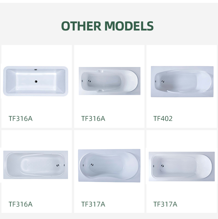 Modern Rectangle 1.4m White Acrylic Solid Surface Stone Drop-in Soaking Bathtubs