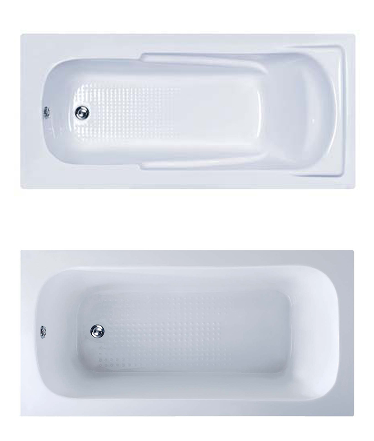 Custom Size Embedded 1-2 Person White Acrylic Smooth Surface Bathtub Oval Bath Tub
