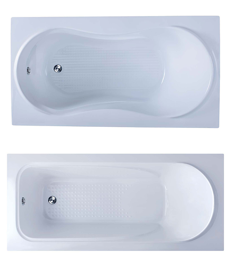 Custom Size Embedded 1-2 Person White Acrylic Smooth Surface Bathtub Oval Bath Tub