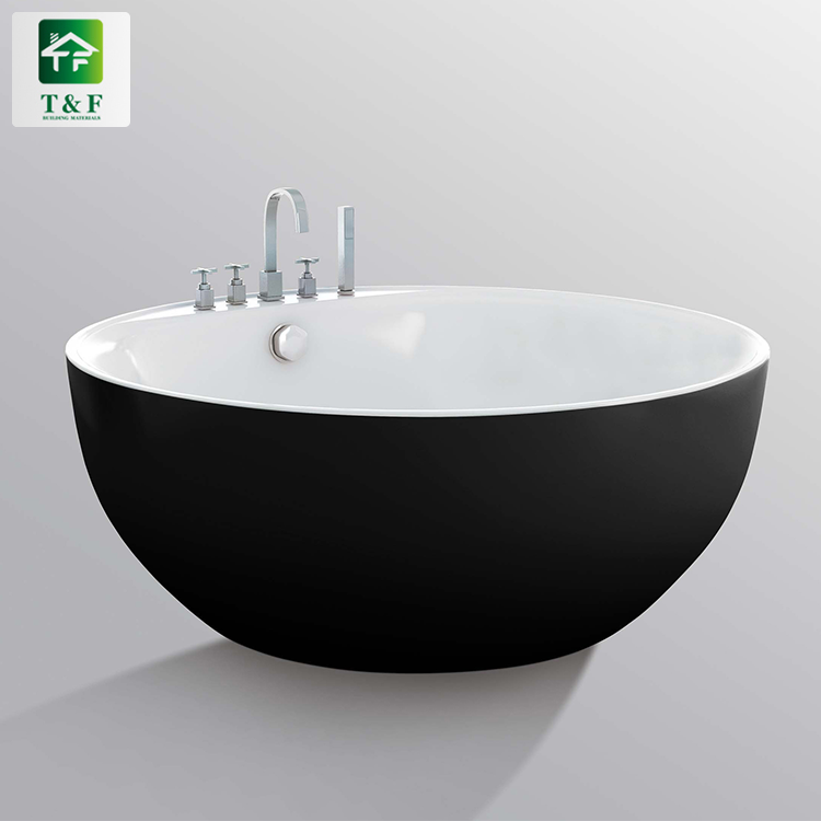 Fashion Design 1.6m Acrylic White Bath Tub Durable Freestanding Soaking Round Bathtub