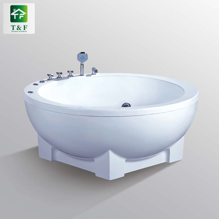 Fashion Design 1.6m Acrylic White Bath Tub Durable Freestanding Soaking Round Bathtub