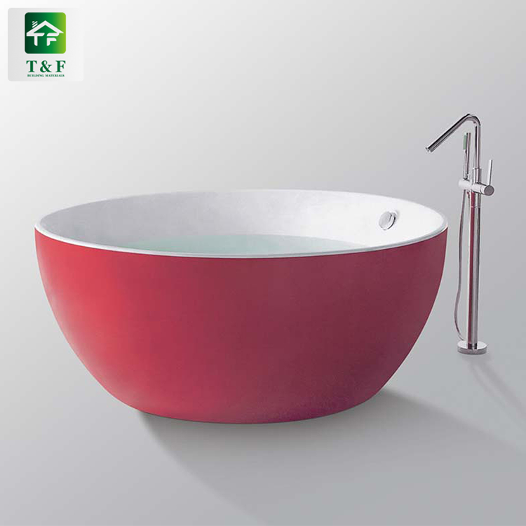 Fashion Design 1.6m Acrylic White Bath Tub Durable Freestanding Soaking Round Bathtub