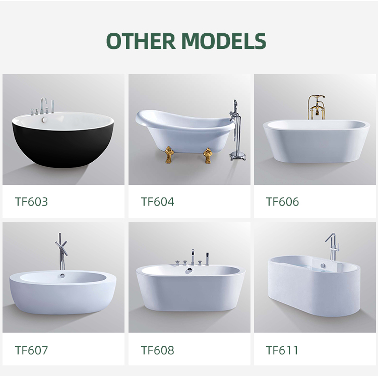 Fashion Design 1.6m Acrylic White Bath Tub Durable Freestanding Soaking Round Bathtub