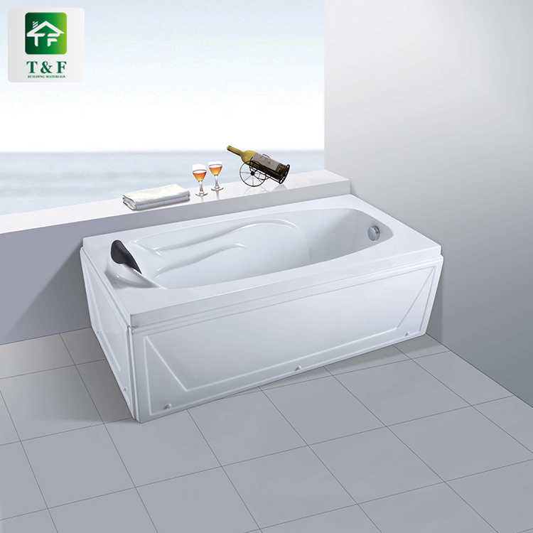 Modern Hotel One Person Soaking Irregular Bath Tub Bathroom Acrylic Three-side Skirt Bathtub