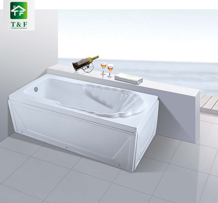 Modern Hotel One Person Soaking Irregular Bath Tub Bathroom Acrylic Three-side Skirt Bathtub