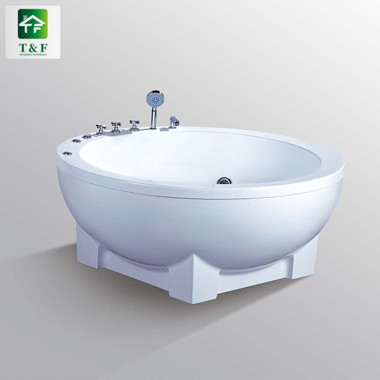Villa Modern Black Appearance Bathroom Tub 1.6m White Acrylic Surface Freestanding Bathtub