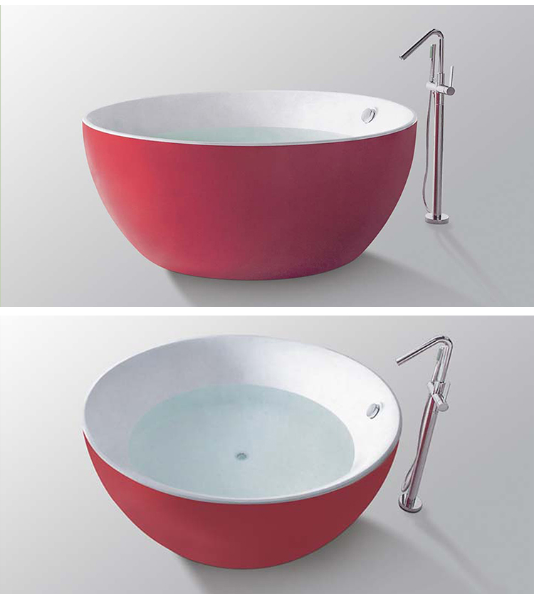 Villa Modern Black Appearance Bathroom Tub 1.6m White Acrylic Surface Freestanding Bathtub