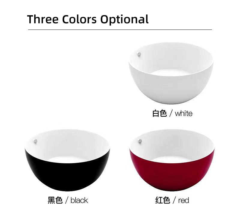 Villa Modern Black Appearance Bathroom Tub 1.6m White Acrylic Surface Freestanding Bathtub