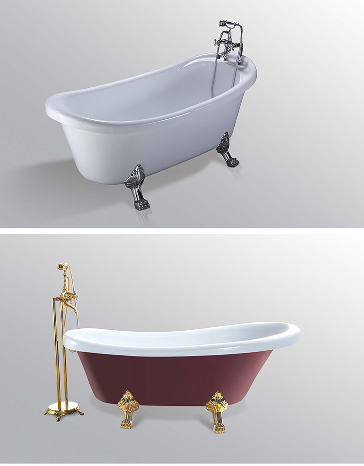 Bathroom Popular Seamless Acrylic Curve Freestanding Bathtub Surging Massage Stone Bath Tub