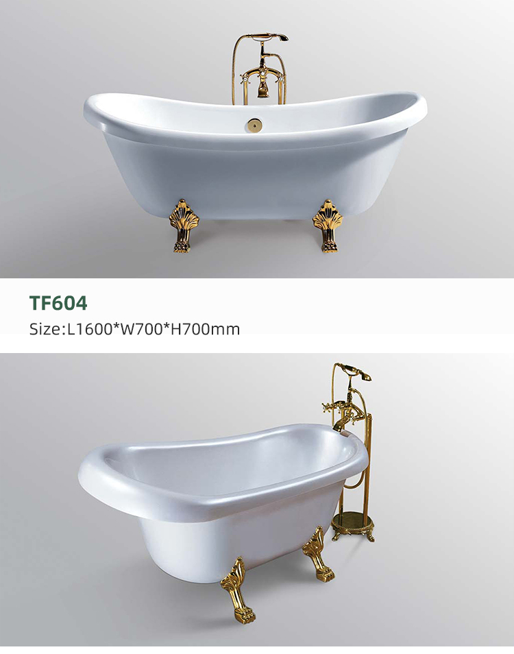 Bathroom Popular Seamless Acrylic Curve Freestanding Bathtub Surging Massage Stone Bath Tub