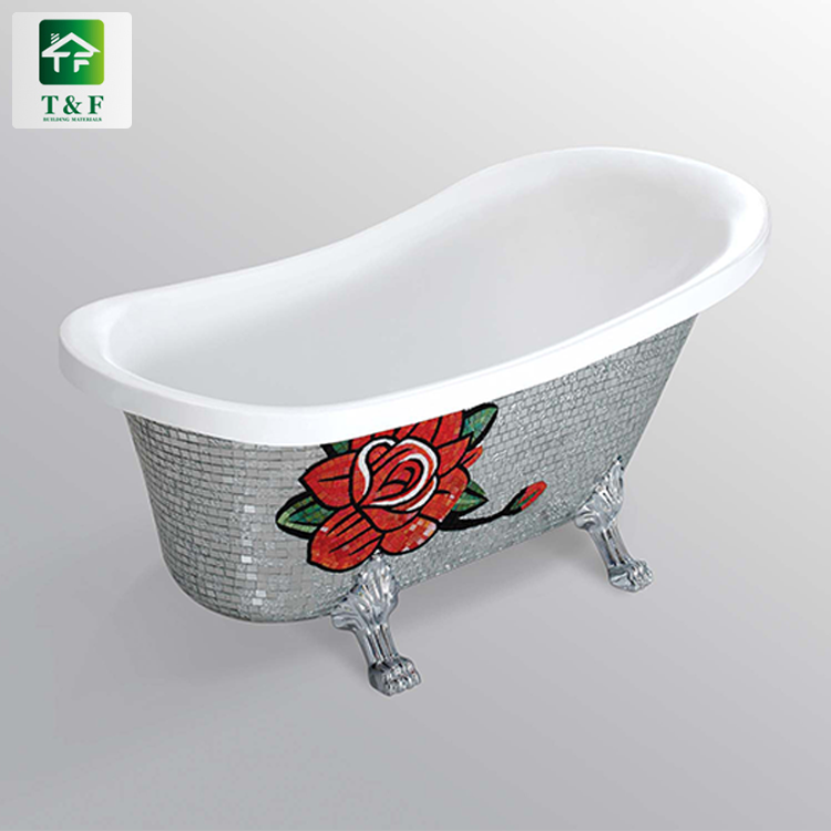 Classical Design Golden Appearance Irregular  Acrylic Freestanding Bathtub With 4 Leg