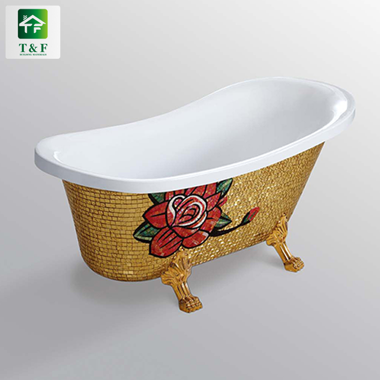 Classical Design Golden Appearance Irregular  Acrylic Freestanding Bathtub With 4 Leg