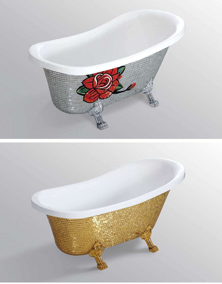 Classical Design Golden Appearance Irregular  Acrylic Freestanding Bathtub With 4 Leg