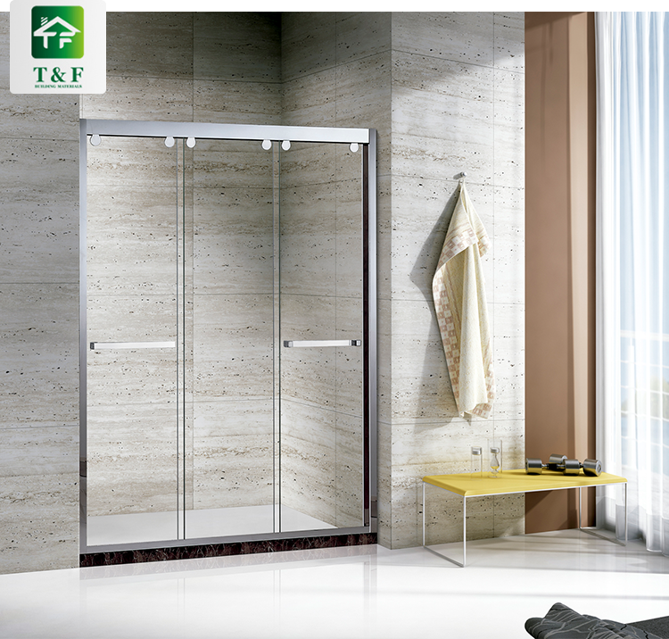 Bathroom Stainless Shower Enclosure Sliding Door Rectangle Acrylic Base Shower Rooms
