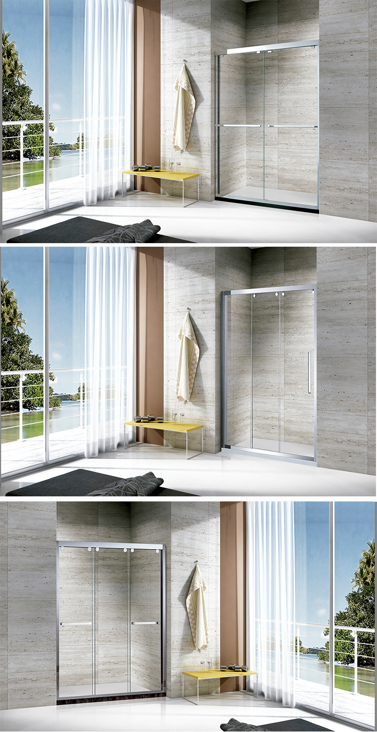Bathroom Stainless Shower Enclosure Sliding Door Rectangle Acrylic Base Shower Rooms