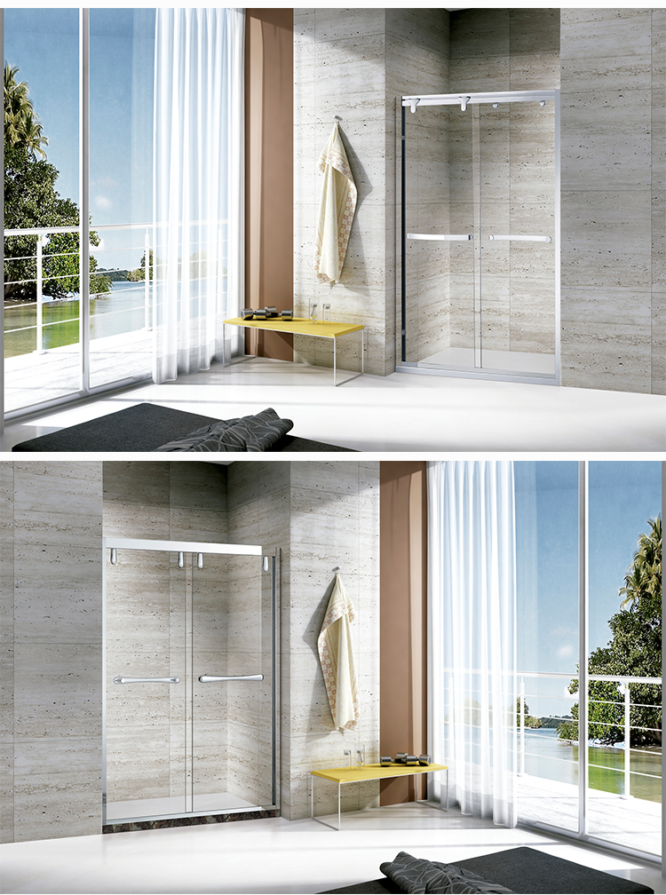 Bathroom Stainless Shower Enclosure Sliding Door Rectangle Acrylic Base Shower Rooms
