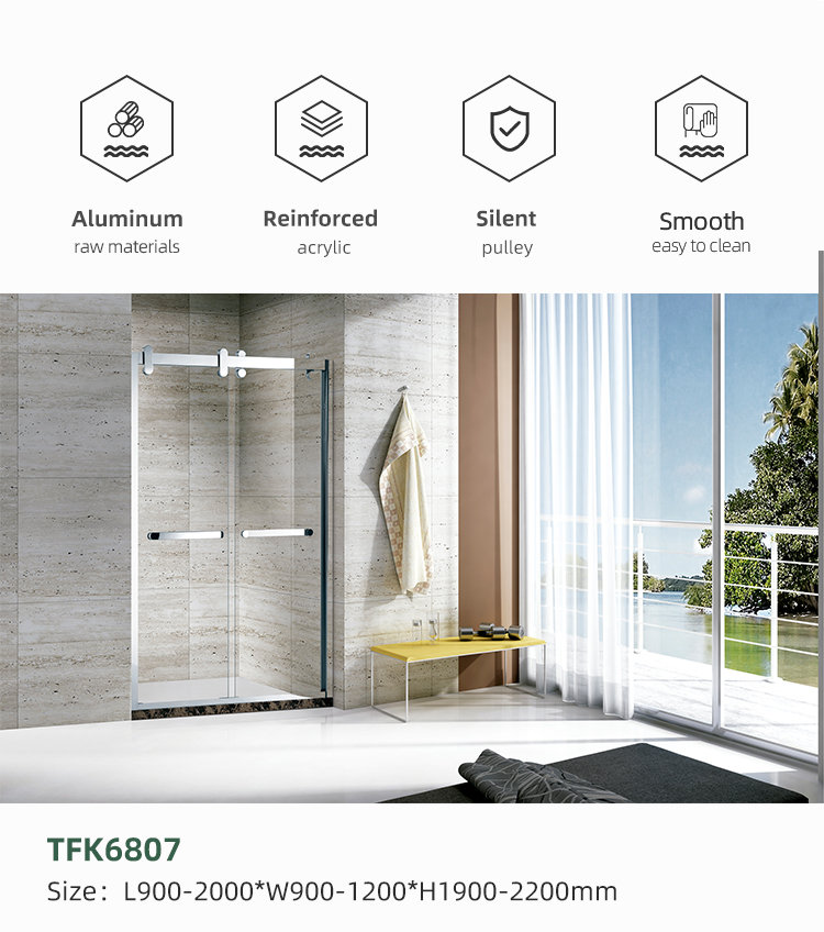 Modern Straight Shape Shower Enclosure Room Glass Door Rectangle Shower Room for Small Bathrooms