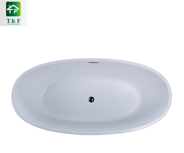 Acrylic Villa Bathroom Freestanding Oval Bathtub Customized Size White Surface Used Bathtub