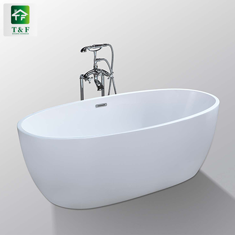 Acrylic Villa Bathroom Freestanding Oval Bathtub Customized Size White Surface Used Bathtub