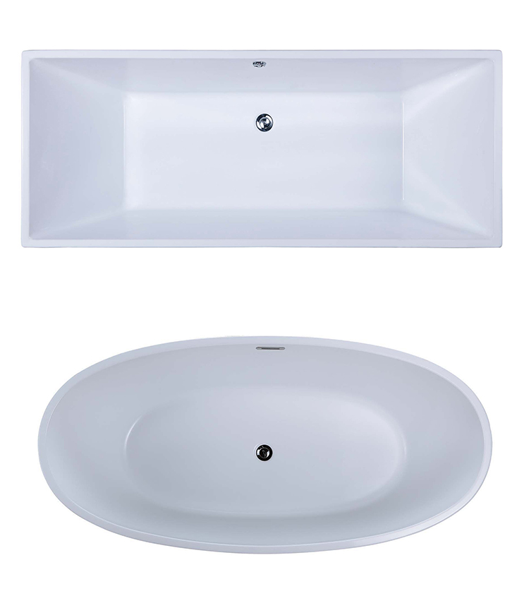 Acrylic Villa Bathroom Freestanding Oval Bathtub Customized Size White Surface Used Bathtub