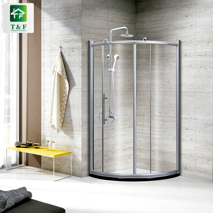 New Design Bathroom Arc Glass Door Shower Black with Gold Stainless Steel Frame Showers Room